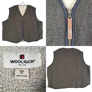 Woolrich Vest Mens 2XL Wool Sherpa Lined Shooting Hunting Vintage Pockets Green